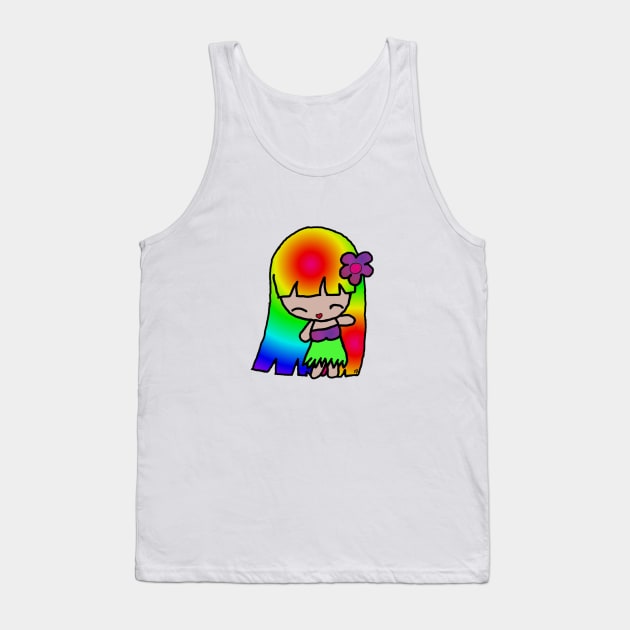 Kawaii Rainbow Hula Girl Tank Top by Crazytrain77